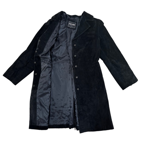 Extasy Made in Italy Suede Trench Coat Mid Length. - Picture 2 of 4